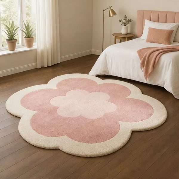 Flower-Shaped Plush Rug