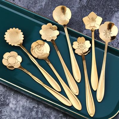 Gold flower teaspoons (8)