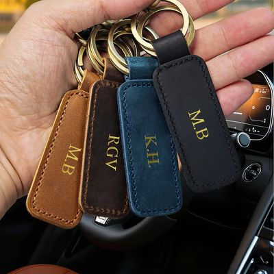 Leather Name Keyring