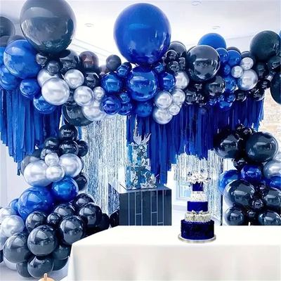 Royal blue & silver balloon arch