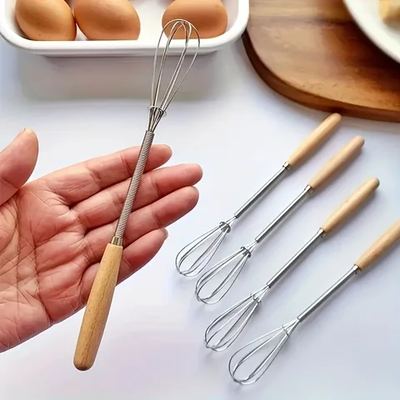 Mini wooden-handle whisk