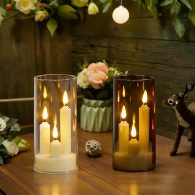 LED taper candles in glass