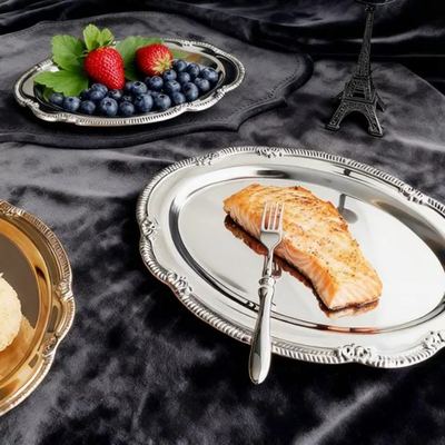 Vintage embossed silver tray