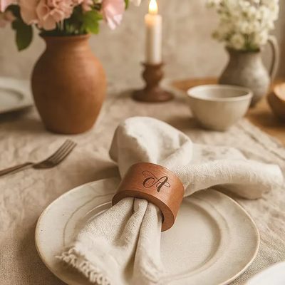 Wooden Initial Napkin Rings