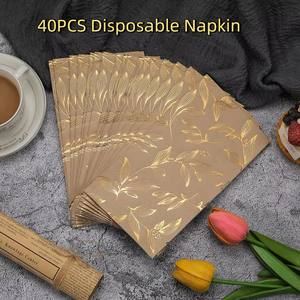 Gold-Foil Leaf Napkins (40)