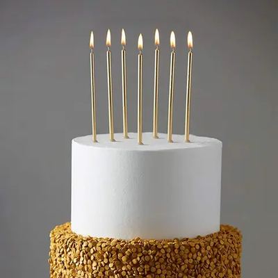 Long thin metallic candles
