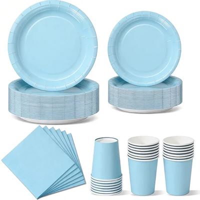 Powder-blue party tableware set