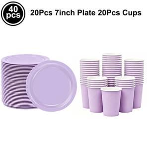 Purple Plates & Cups Set