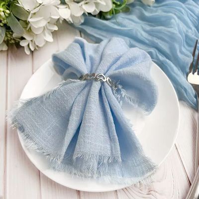 Blue-Trim Gauze Cotton Napkins