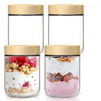 Glass jars with bamboo lids